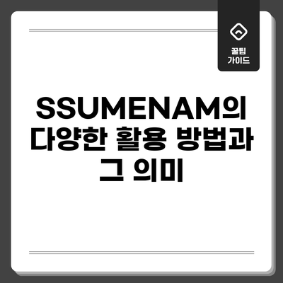 SSUMENAM의 다양한 활용 방법과 그 의미