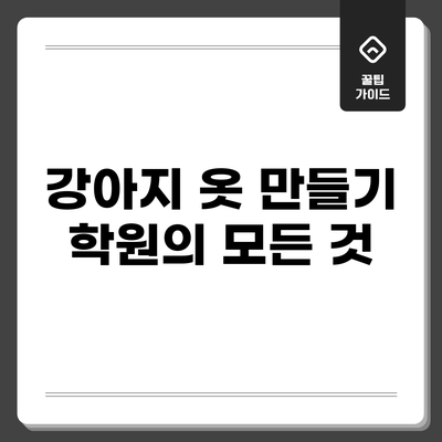 강아지 옷 만들기 학원의 모든 것