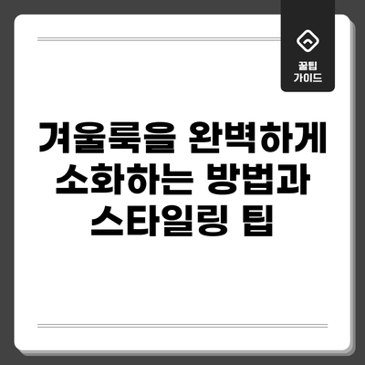 겨울룩을 완벽하게 소화하는 방법과 스타일링 팁