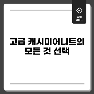 고급 캐시미어니트의 모든 것: 선택
