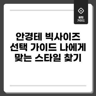 안경테 빅사이즈 선택 가이드: 나에게 맞는 스타일 찾기