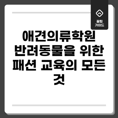 애견의류학원: 반려동물을 위한 패션 교육의 모든 것