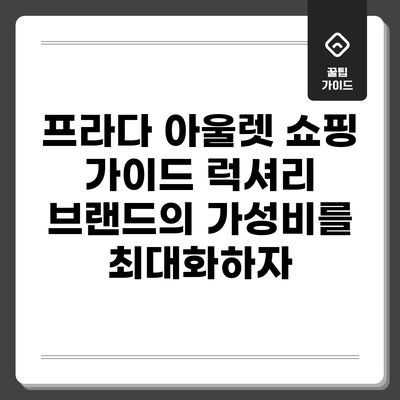 프라다 아울렛 쇼핑 가이드: 럭셔리 브랜드의 가성비를 최대화하자