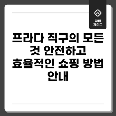 프라다 직구의 모든 것: 안전하고 효율적인 쇼핑 방법 안내
