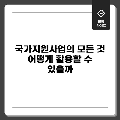 국가지원사업의 모든 것: 어떻게 활용할 수 있을까?