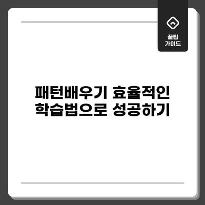 패턴배우기: 효율적인 학습법으로 성공하기