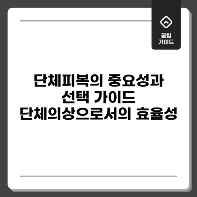 단체피복의 중요성과 선택 가이드: 단체의상으로서의 효율성