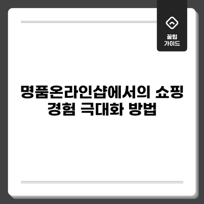 명품온라인샵에서의 쇼핑 경험 극대화 방법