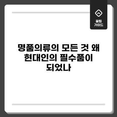 명품의류의 모든 것: 왜 현대인의 필수품이 되었나?