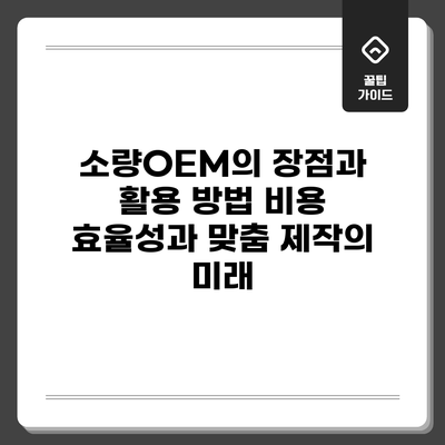 소량OEM의 장점과 활용 방법: 비용 효율성과 맞춤 제작의 미래