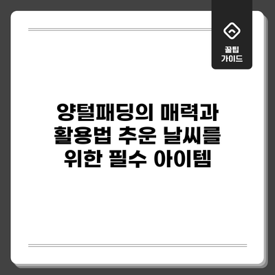 양털패딩의 매력과 활용법: 추운 날씨를 위한 필수 아이템