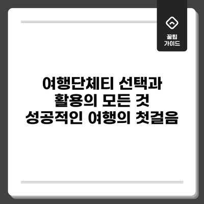 여행단체티 선택과 활용의 모든 것: 성공적인 여행의 첫걸음