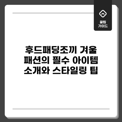 후드패딩조끼: 겨울 패션의 필수 아이템 소개와 스타일링 팁